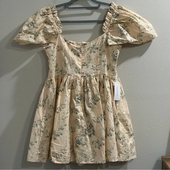 SELKIE Anthropologie NWT Medium Romantic Floral Mini Dress Ruched Spring Summer - Picture 2 of 10